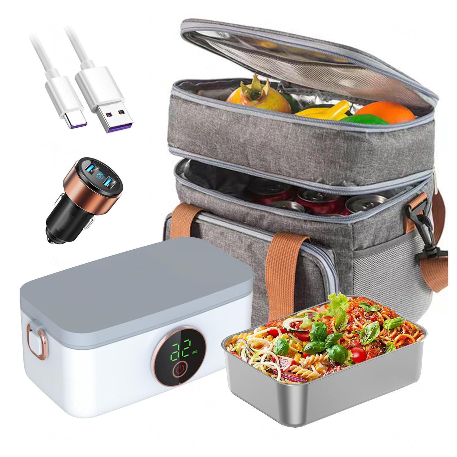 Fiambrera Electrica Coche Recargable E Inalámbrico, Fismbrera Electrica Portátil Y Con Batería De 16000 mAh, Fiambrera Trabajo
