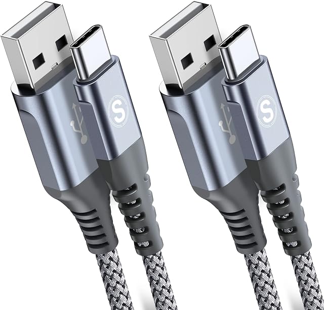 2-Pack 0.5M USB C Cable 3.1A Fast Charger Cable Braided Compatible for Samsung Galaxy Flip/Fold z3 S10 S9 S8 S20 S21 S22 A02s A03s A12/13 A21s/22/20 A32 A52s/51 A70/72 Note 20/10, Google Pixel,Oneplus