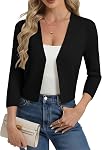 GRACE KARIN Womens 3/4 Sleeve Cropped Cardigan Sweaters Summer Lightweight Knit Bolero Shrug for Dresses