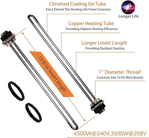 Miniatura 5 de EWH-01 Kit de ajuste del calentador de agua eléctrico, incluye dos termostatos de calentador de agua, dos elementos de calefacción de calentador de