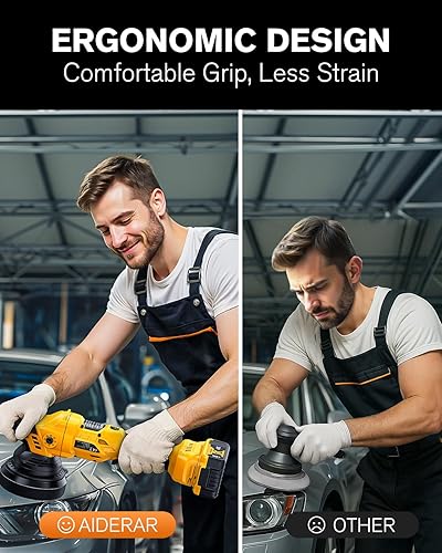 Miniatura 6 de Pulidor de búfer inalámbrico sin escobillas para detalles de automóvil, doble acción de 0.591 in, compatible con DeWalt 20V MAX (solo herramienta)