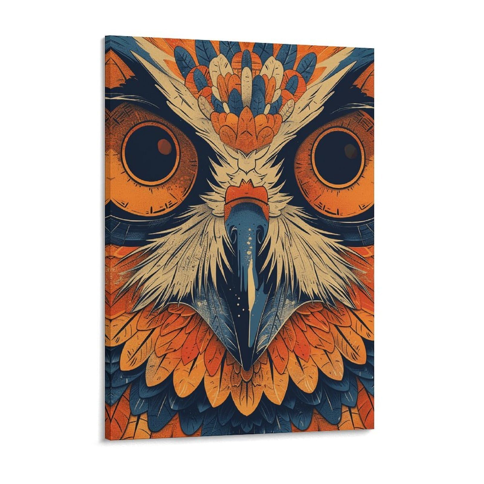Retro Color Owl Canvas Wall Art for Bedroom 18x24inch Canvas Prints Artwork for Walls Modern Picture Artwork Painting for Living Room Aesthetic Wall Paintings for Bathroom Kitchen Office Deco