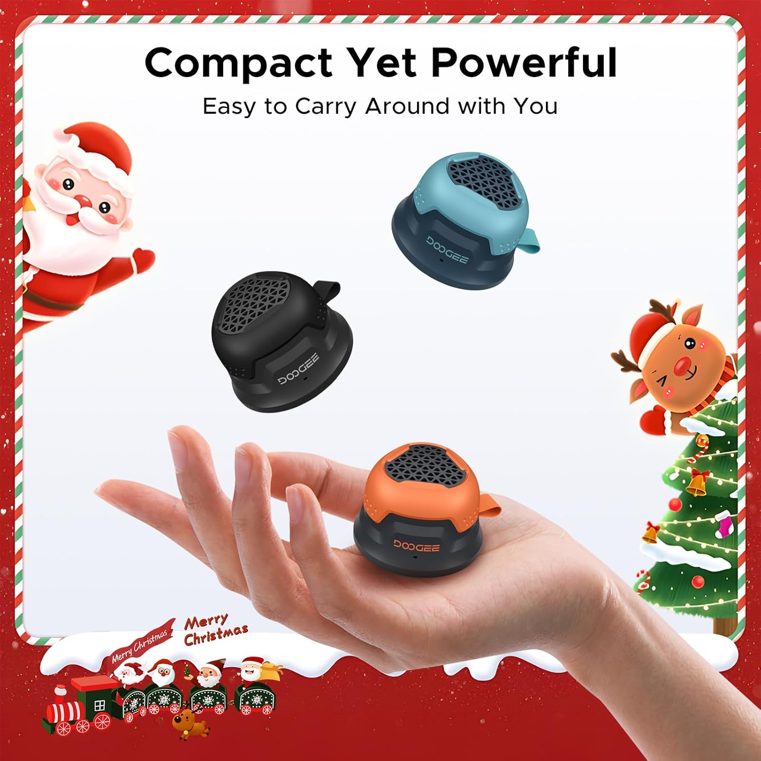 DOOGEE Magnetic Waterproof Small Bluetooth Speaker with 12-Hour Ultra-Long Battery Life, Mini Wireless Stereo Surround Sound for Outdoor, Shower, Tarvel, House Teenager or Gift, TWS Pairing, Orange - Image 4