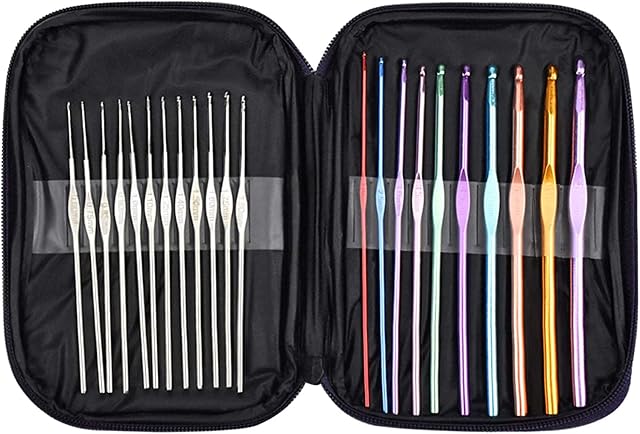 Crochet Hooks Set 22 Piece One-Stop Knitting Tool Set, Suitable for Beginners and Experienced People Knitting Needle Set with Pouch Case, 0.6-6.5 mm