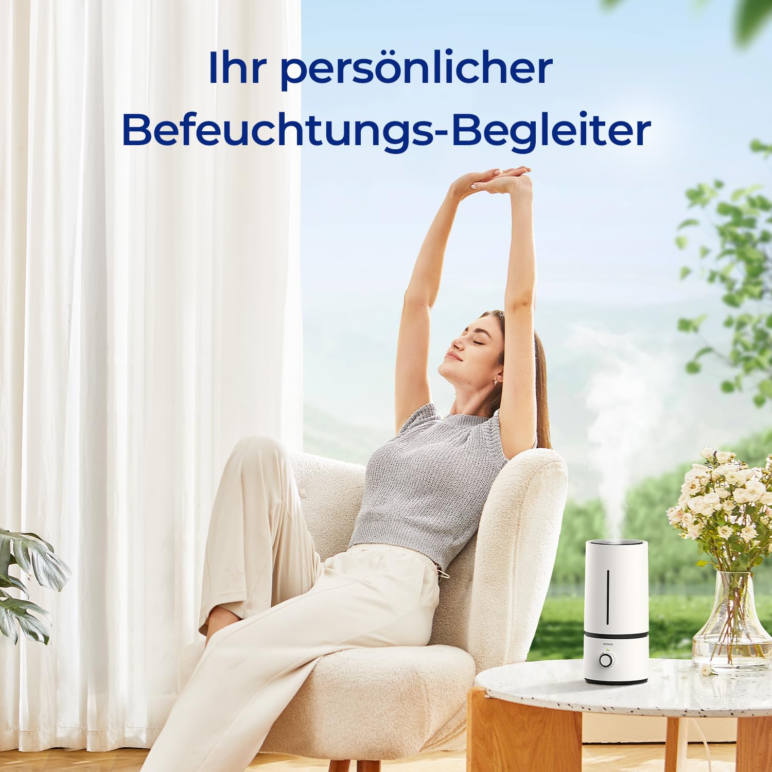 Luchtbevochtiger, 4 liter, luchtbevochtiger, voor slaapkamer en