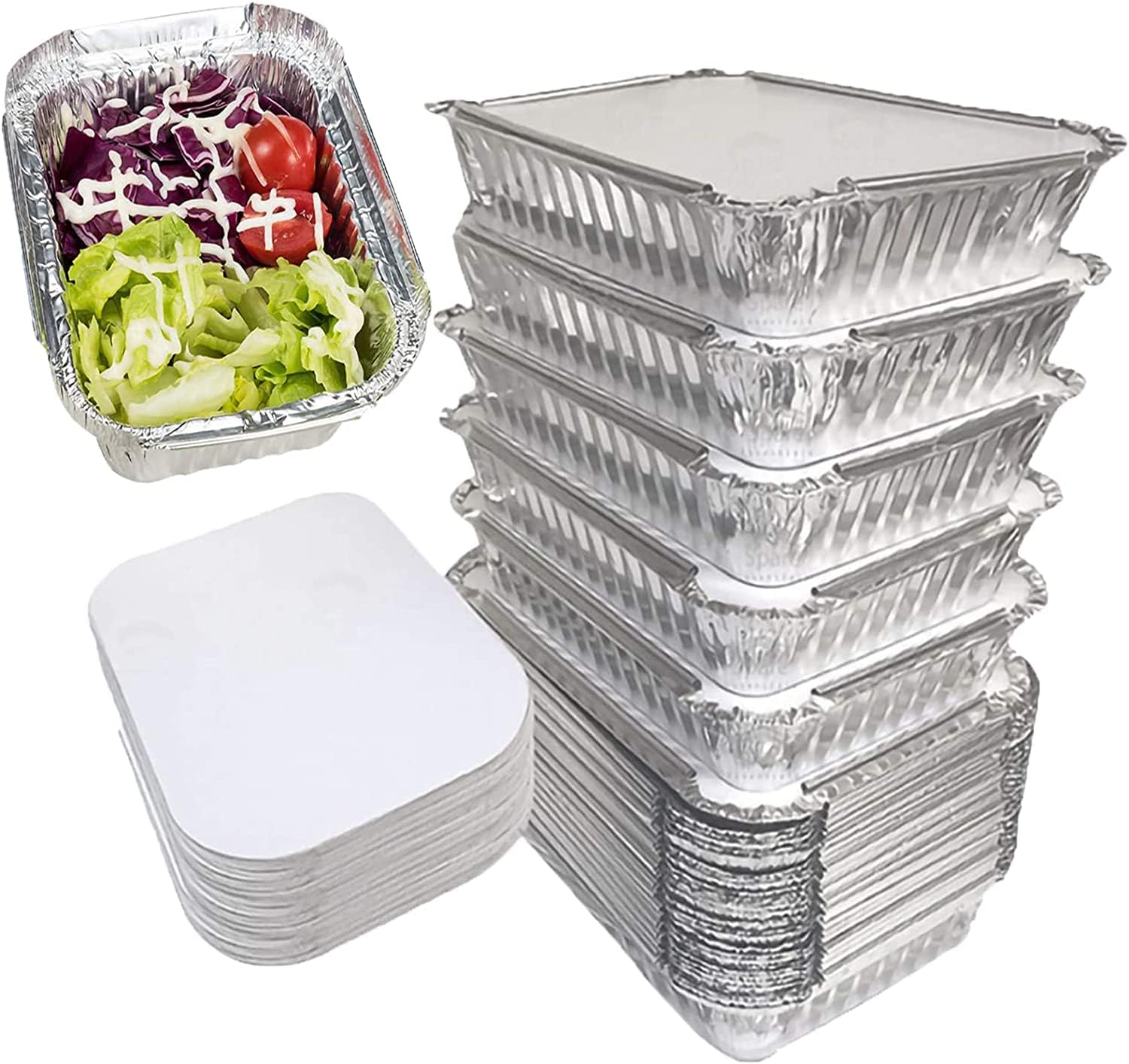 Aluminum Tin Foil Pans with Lids,30 Pack Large Disposable Food
