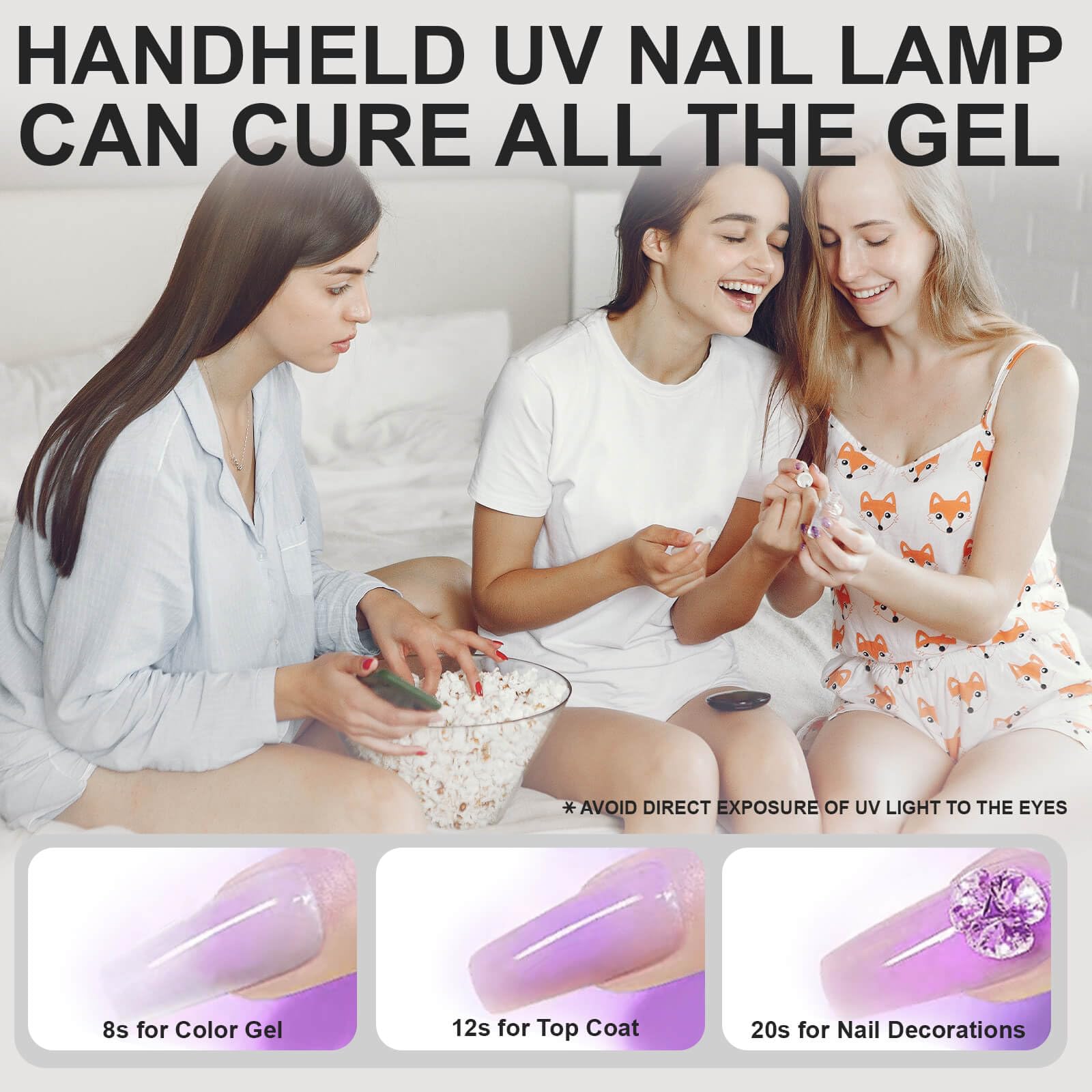 Beaolata Handheld UV Light for Gel Nails, 3W Mini UV Light for Nails, Rechargeable UV Led Nail Lamp Portable Cordless USB Nail Dryer for Fast Curing (White)