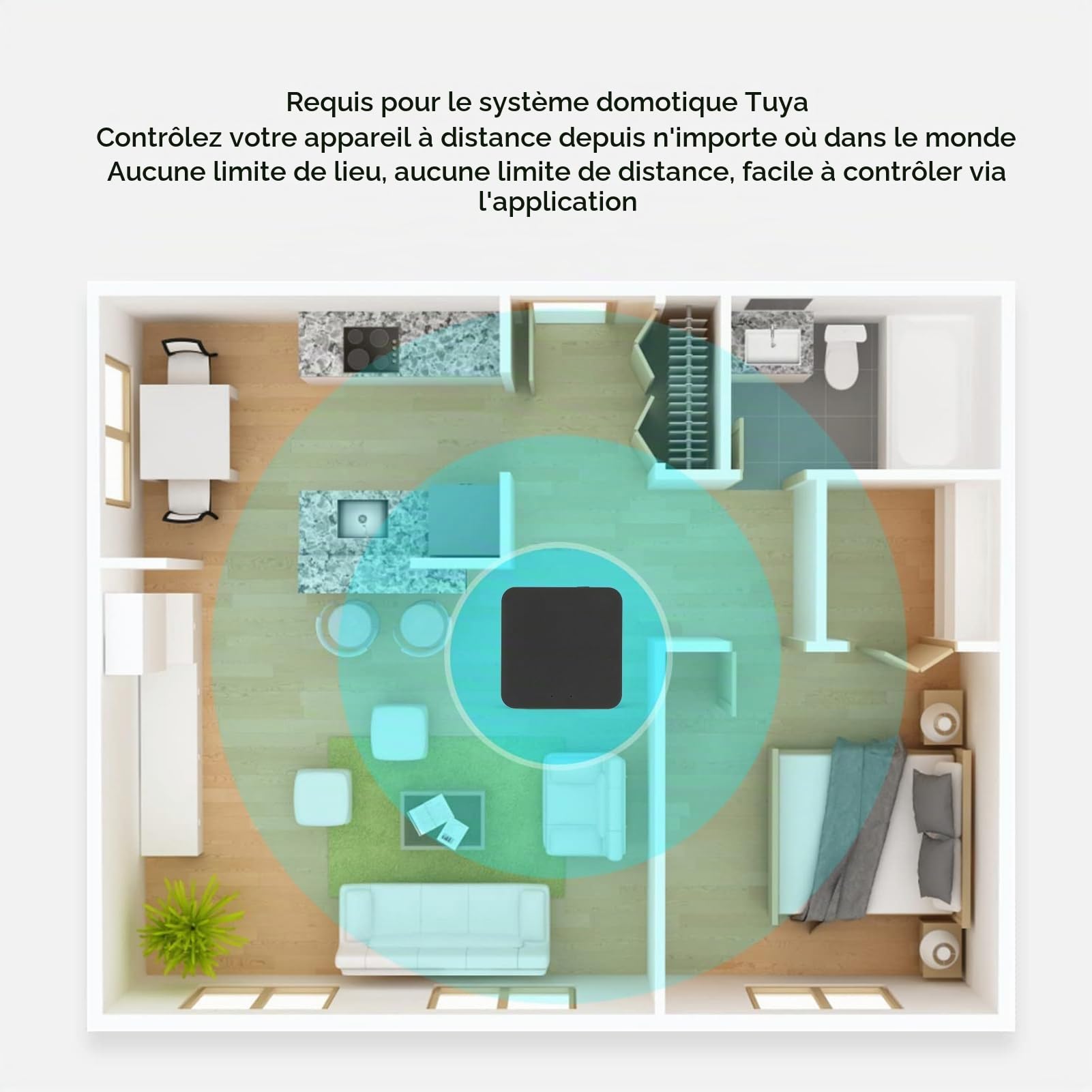 Passerelle Bluetooth Tuya, Pont WiFi Smart Home pour Appareils Intelligents Assistant, Commande Vocale, Télécommande App, Passerelle Smart Hub, Intégration Multi-réseau