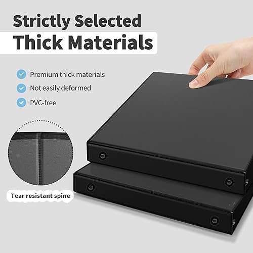 Miniatura 10 de SUNEE Carpeta de 3 anillos de 1.5 pulgadas, paquete de 10 unidades, carpeta transparente de tres anillas, sin PVC (se ajusta a 8.5 x 11 pulgadas)