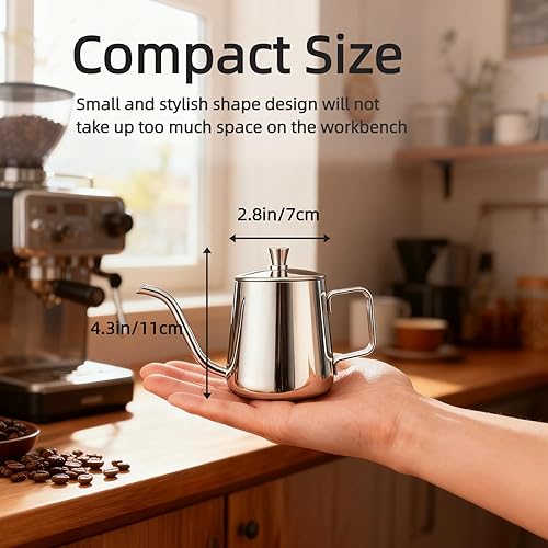Miniatura 2 de GWHOLE Pequeño hervidor de café con cuello de cisne para verter sobre el cuello de cisne, tetera larga y estrecha para la parte superior de la