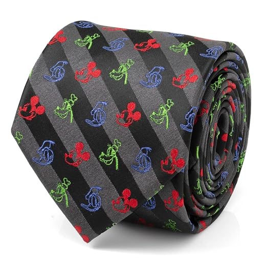 Cufflinks Inc. Mickey and Friends Multi Black Stripe Men's Tie