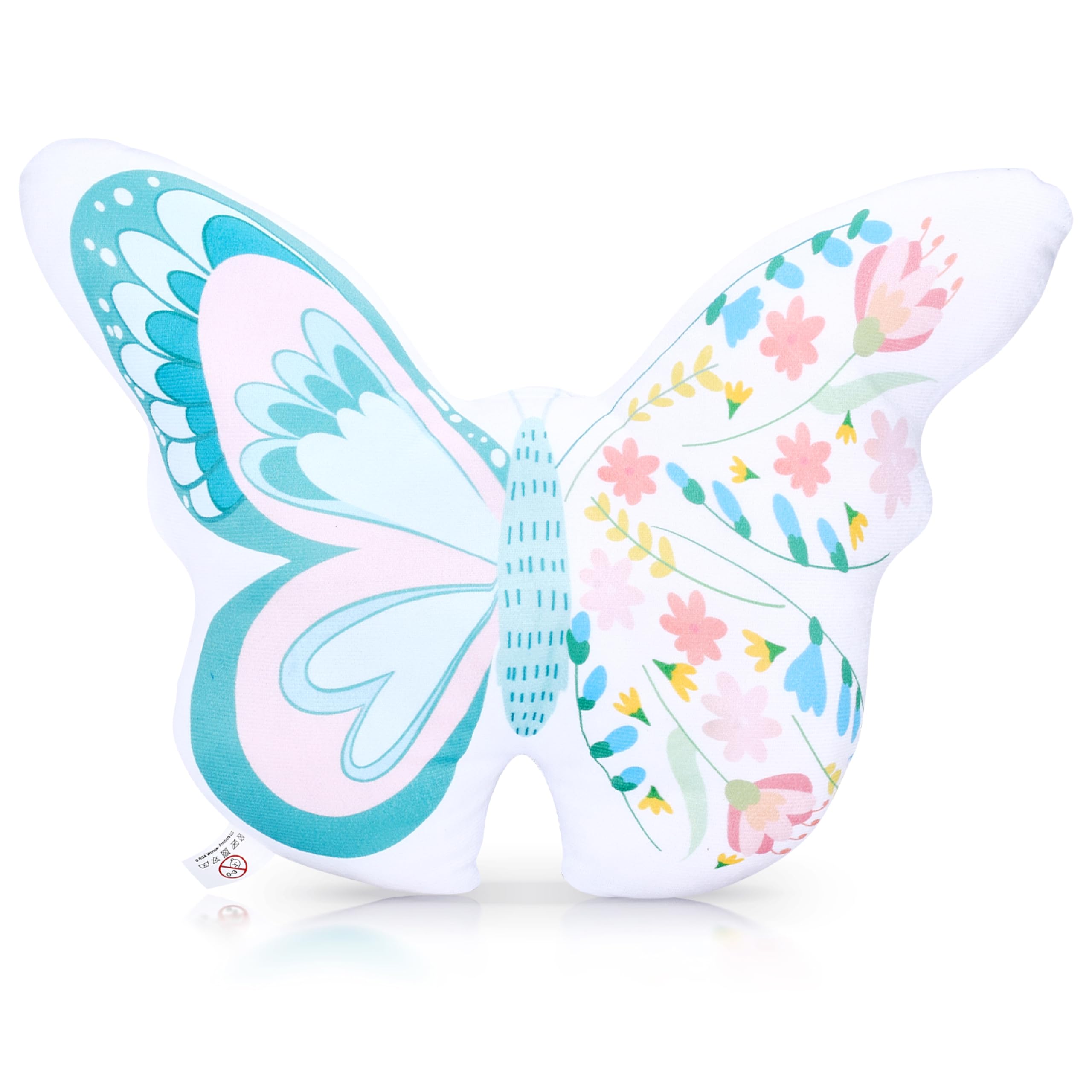 PixieCrushButterfly Pillow - Butterfly Room Decor - Decorative Flower Throw Pillow - Stuffed Butterfly - Soft & Plush Butterfly Stuffed - Pink Butterfly Throw Pillow Couch Pillow