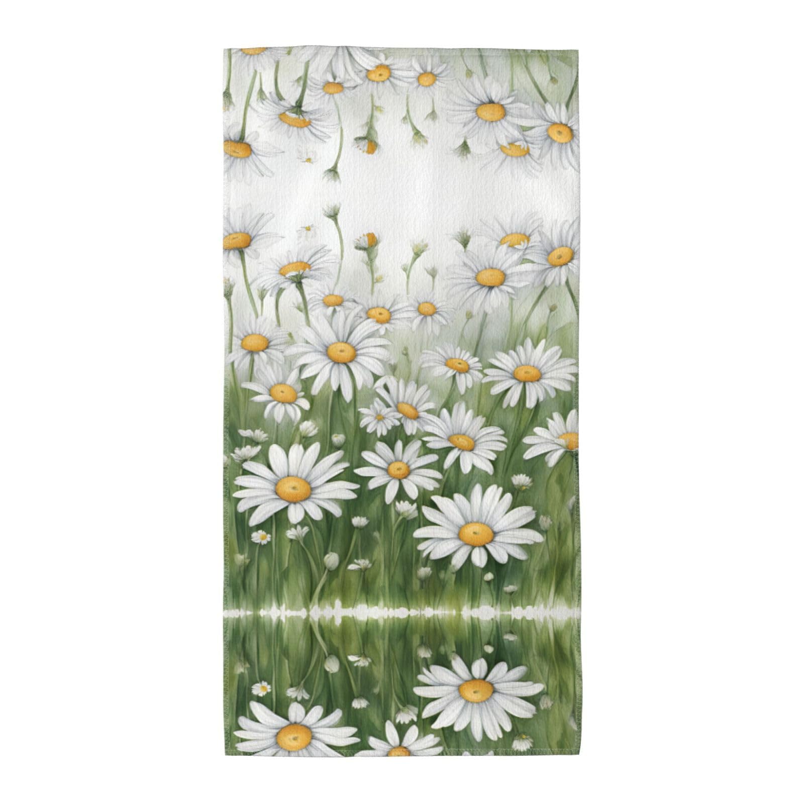 SDEGTHO White Daisy Fashion Printed Bath Towel High Water Absorption For Hiking Trip