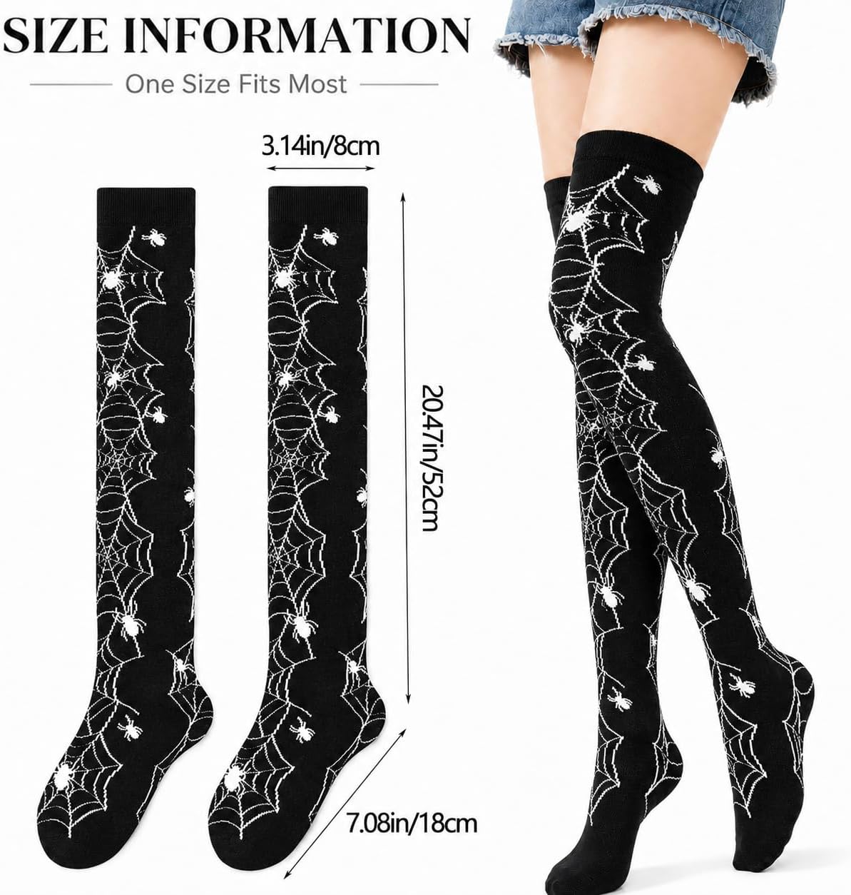 Womens Thigh High Socks Striped Over Knee Socks Knee High Costume Stockings