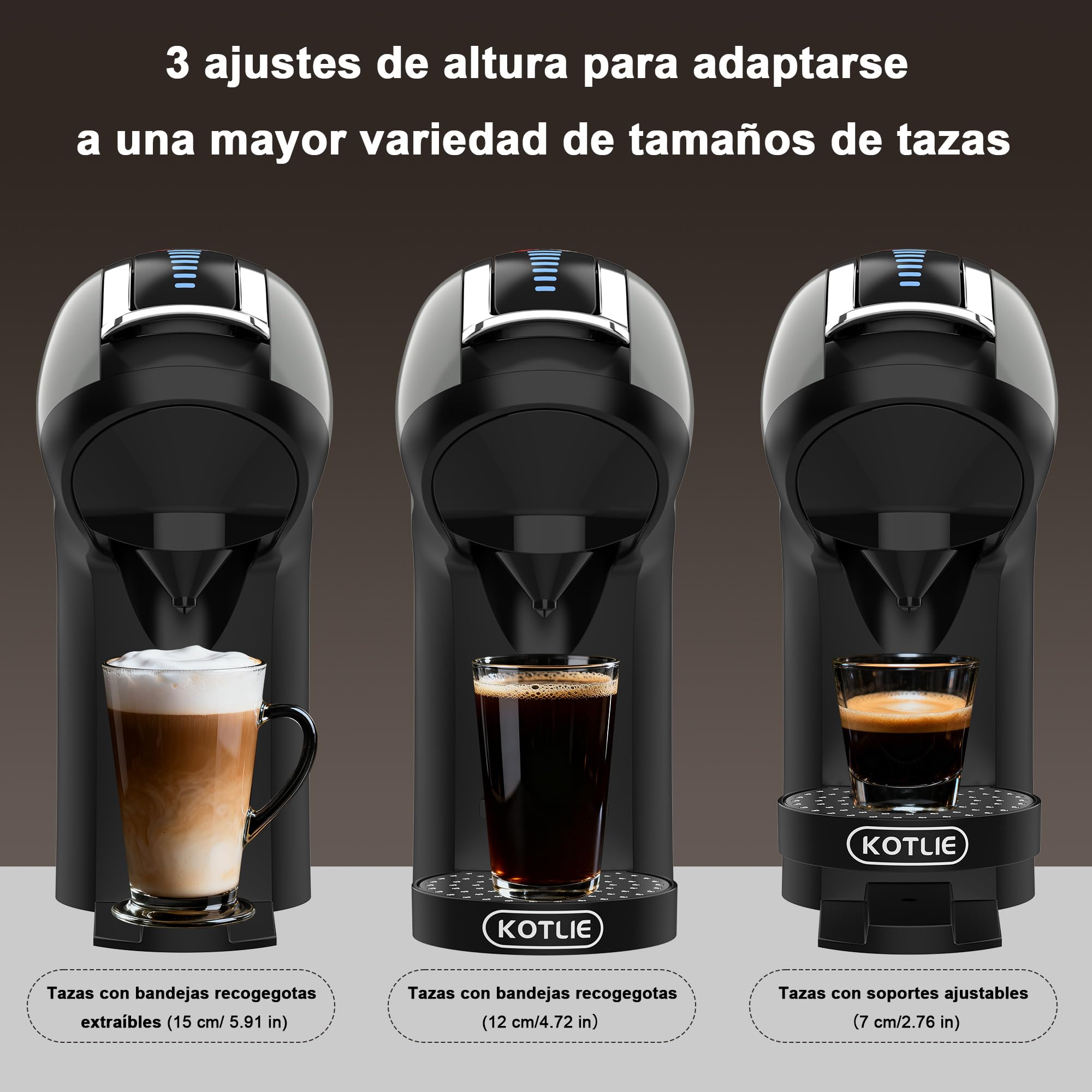 Upgrade Máquina de Cápsulas Café Espresso 5 en 1 19 Bar para Nespresso/Dolce Gusto/LAVAZZA MIO/LOR y Café Molido/ESE, Cafeteras Automáticas Pequeñas con Cápsulas, EM-308B (Gris)