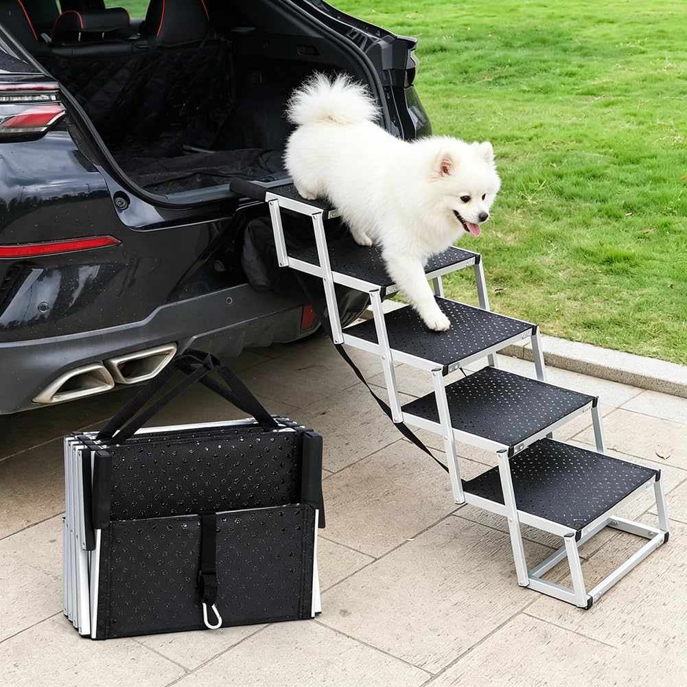 DCYBDL Dog Ramps for Cars for Lexus LS400 LS460 LS500 LS500h LS600hL, Foldable Dog Stairs for Cars with Aluminium Frame Non Slip Pet Ramp for Large Dogs SUV Truck
