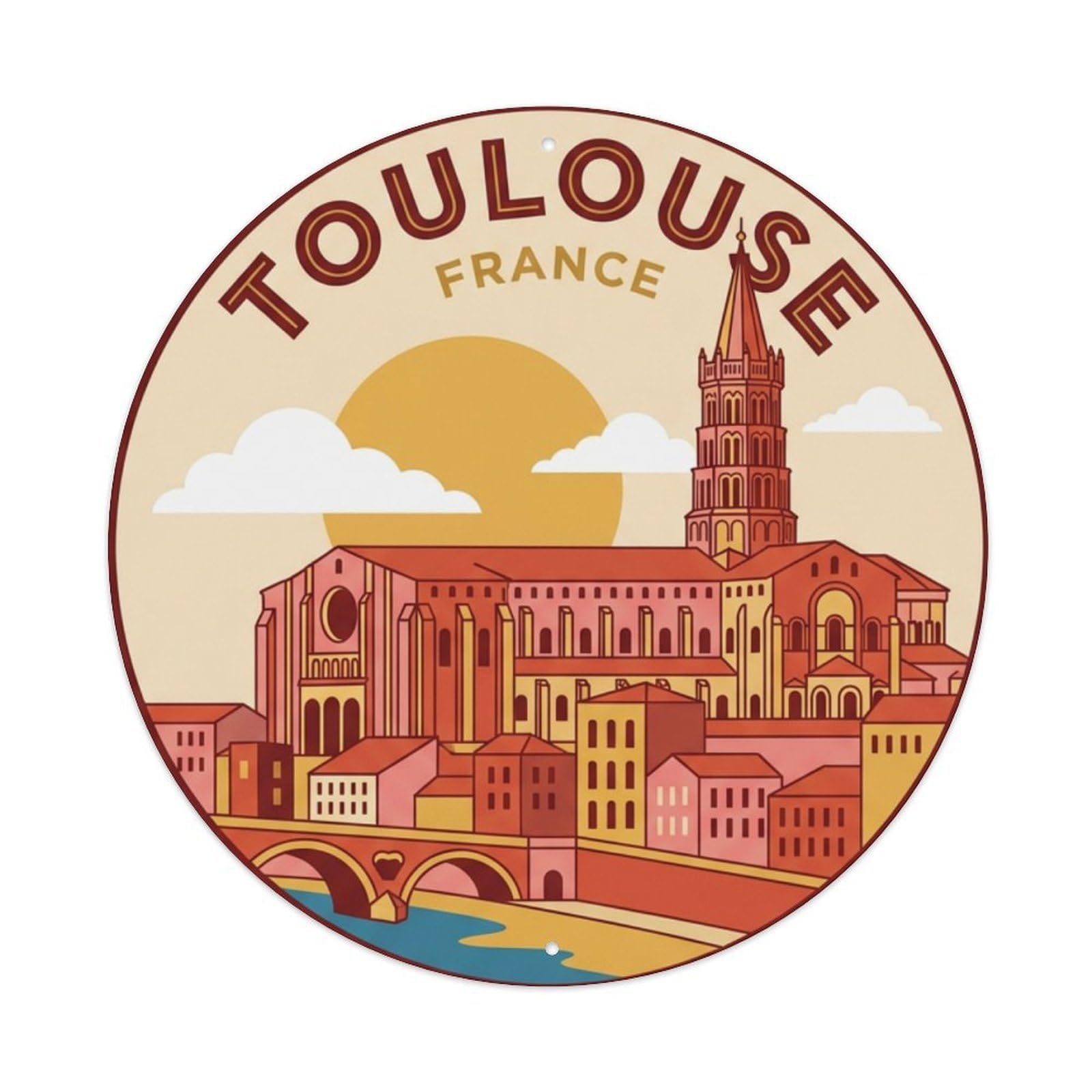 Galvaxio Style France Retro Travel Toulouse Metal Tin Sign