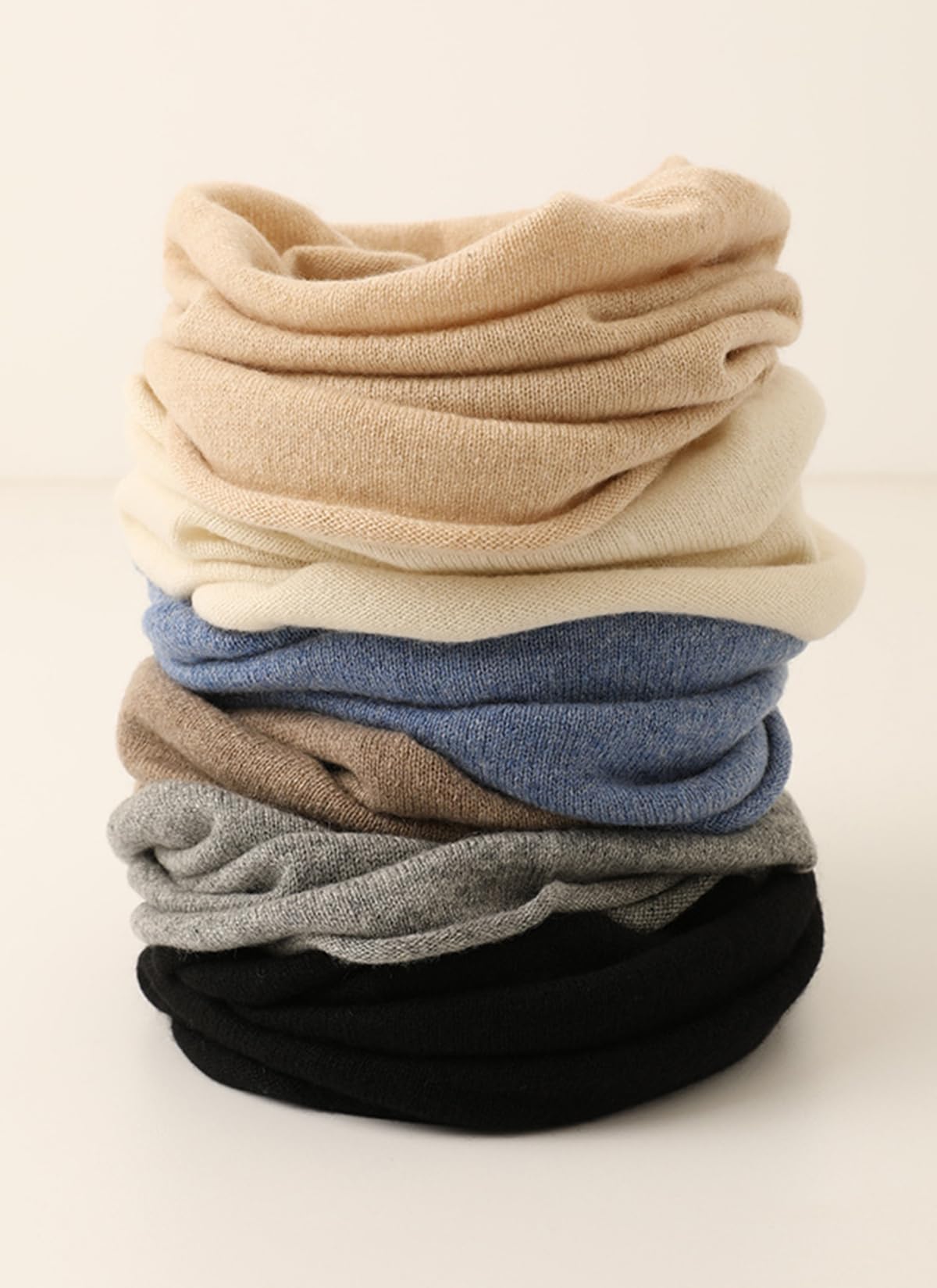 100% Kaschmir Loop Schal für Damen Herren, Weich Warm Gestrickte Schlauchschal Solid Farbe, Herbst Winter Rundschal Unisex Mode Kreis Halswärmer Winddicht Loop Strickschal, Warme Geschenk Black