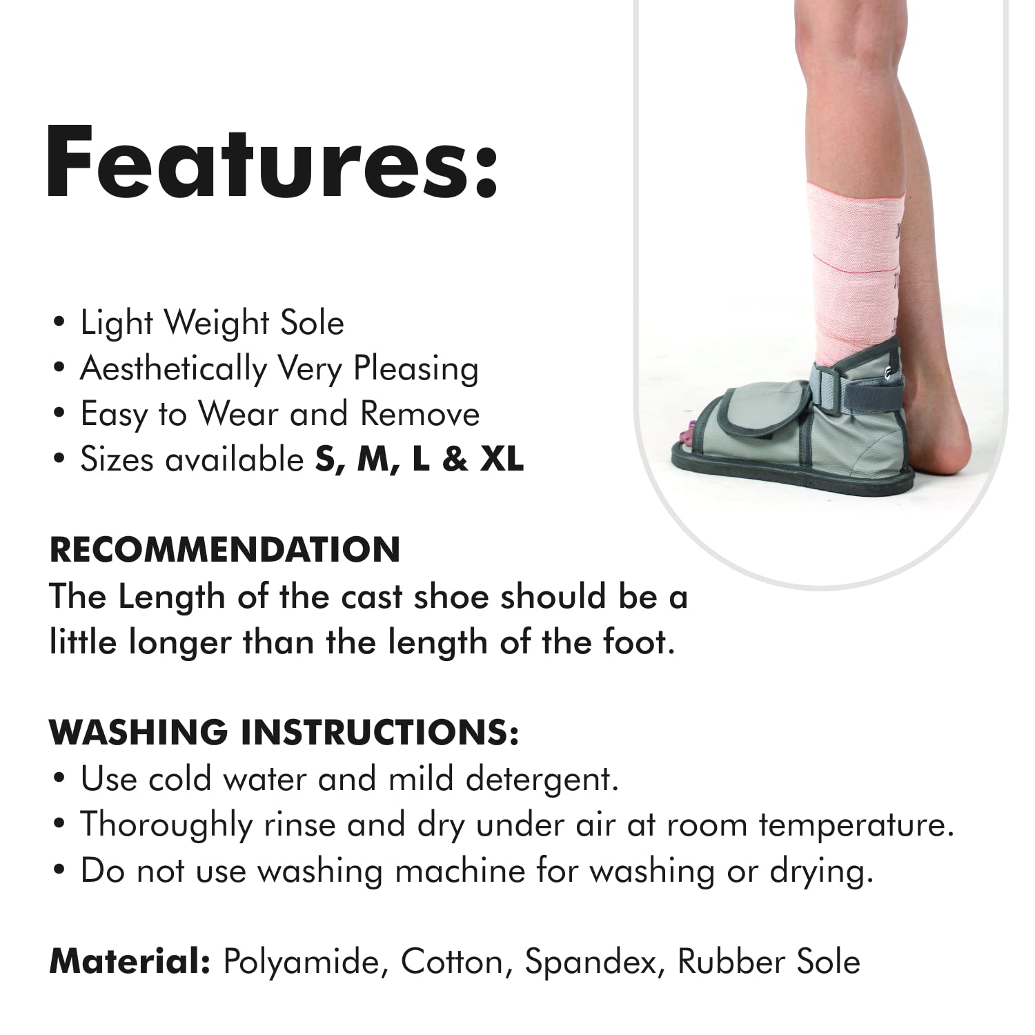 AccuSure Adjustable & Lightweight Cast Shoe Support Covering Cast/Plaster on Foot For Men & Women-XL 1