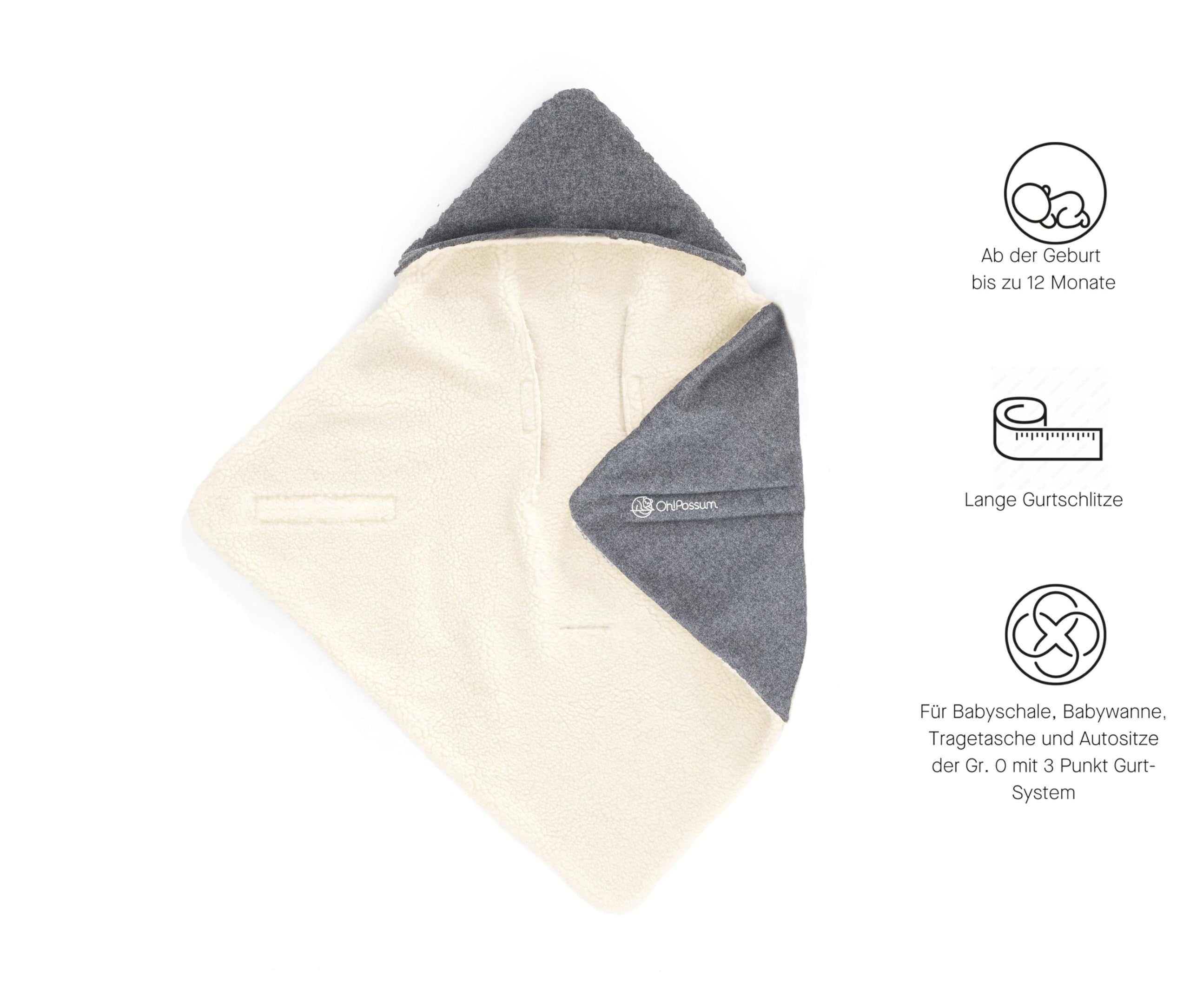 Oh!Possum Einschlagdecke Koala X-Large & Windel Blaubaer I Kuschelige Babydecke aus hochwertiger Schurwolle I Wärmende Wickeldecke für Neugeborene Kleinkinder I für Autositz, Kinderwagen & Zuhause