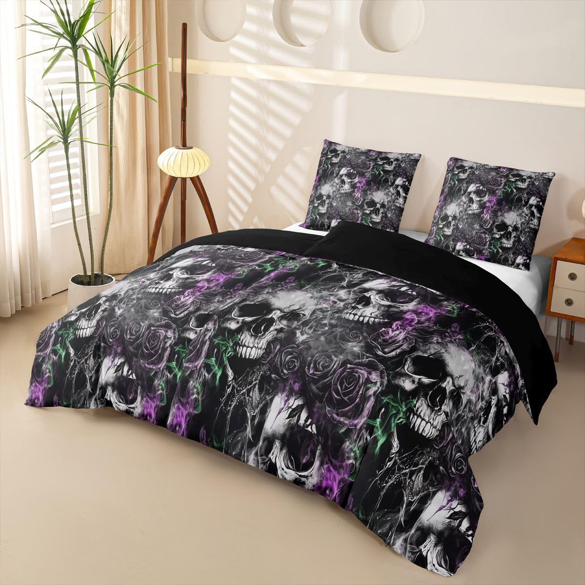 Homewish Zuckerschädel Microfaser 135x200 Bettwäsche 4teilig
