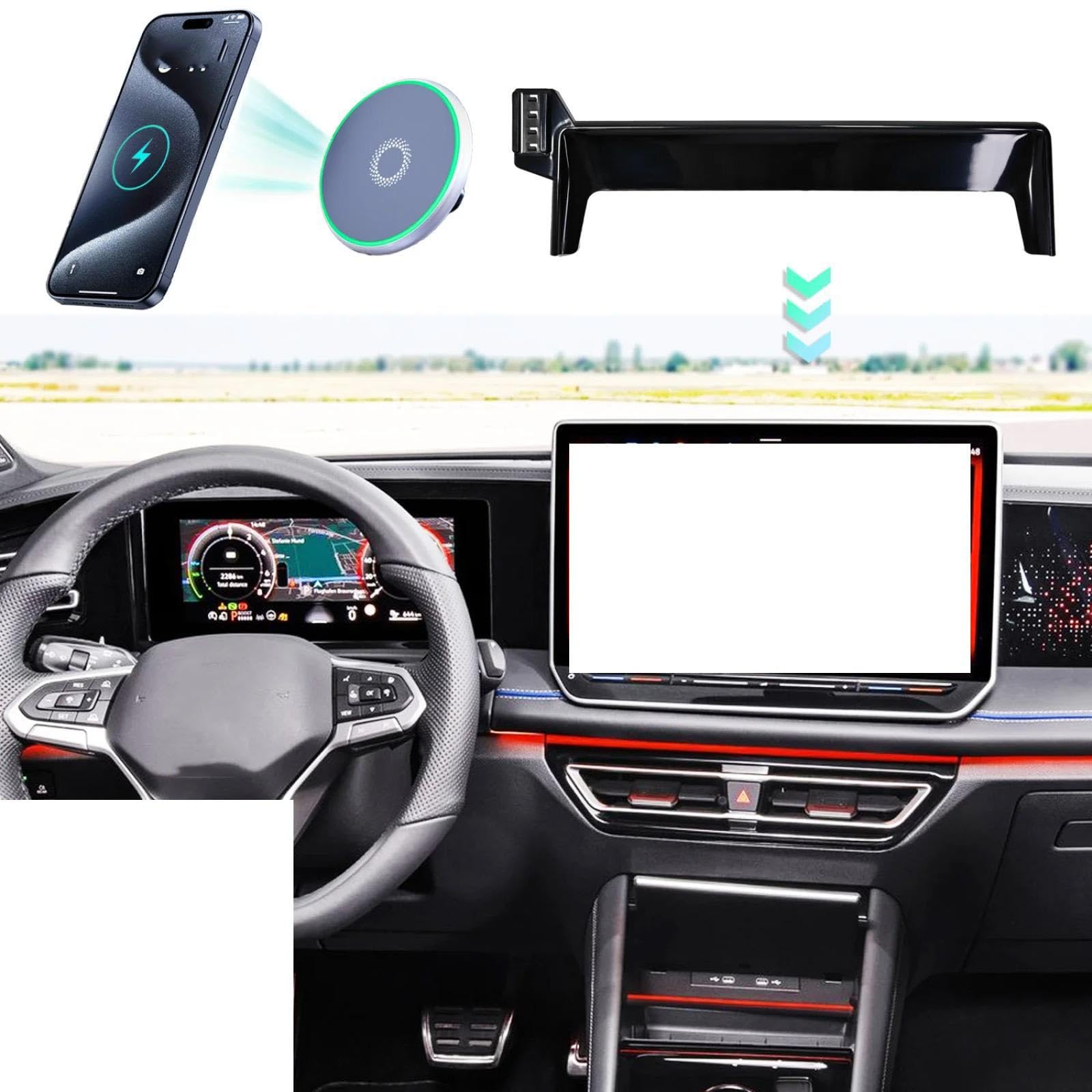 Porta Cellulare Auto per VW Tiguan 2024-2025, LHD 15 Pollici Supporto per Cellulare per Auto Supporto per Bocchetta dell'Aria