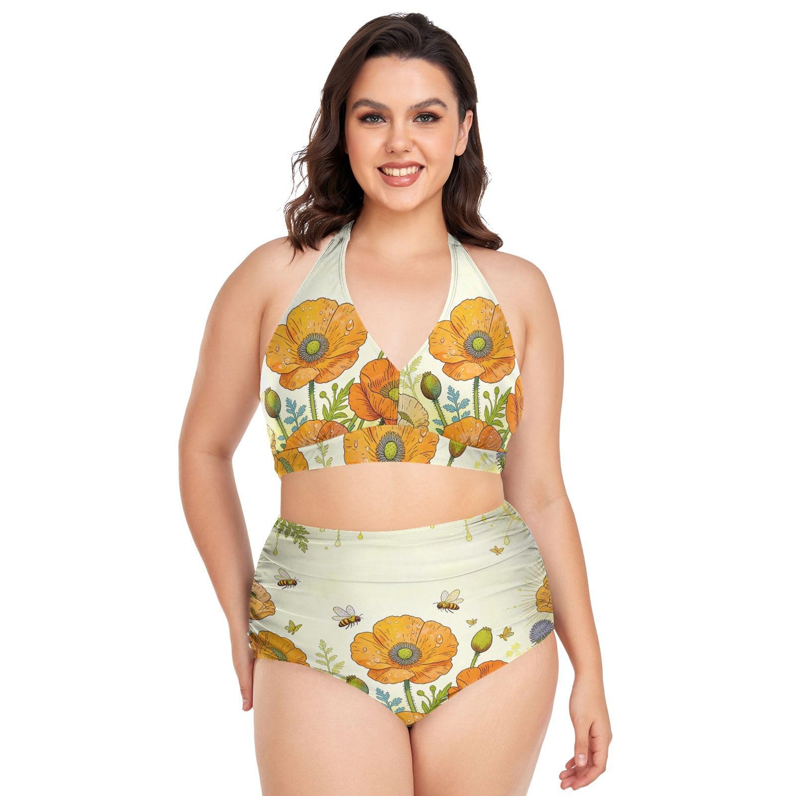 Maillot de bain deux pièces taille haute réglable et confortable