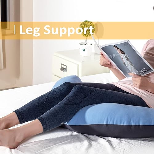 Miniatura 8 de BYRIVER Almohada corporal en forma de C de 43 pulgadas de largo para adultos, hombres y mujeres, almohada para dormir de lado para aliviar el dolor