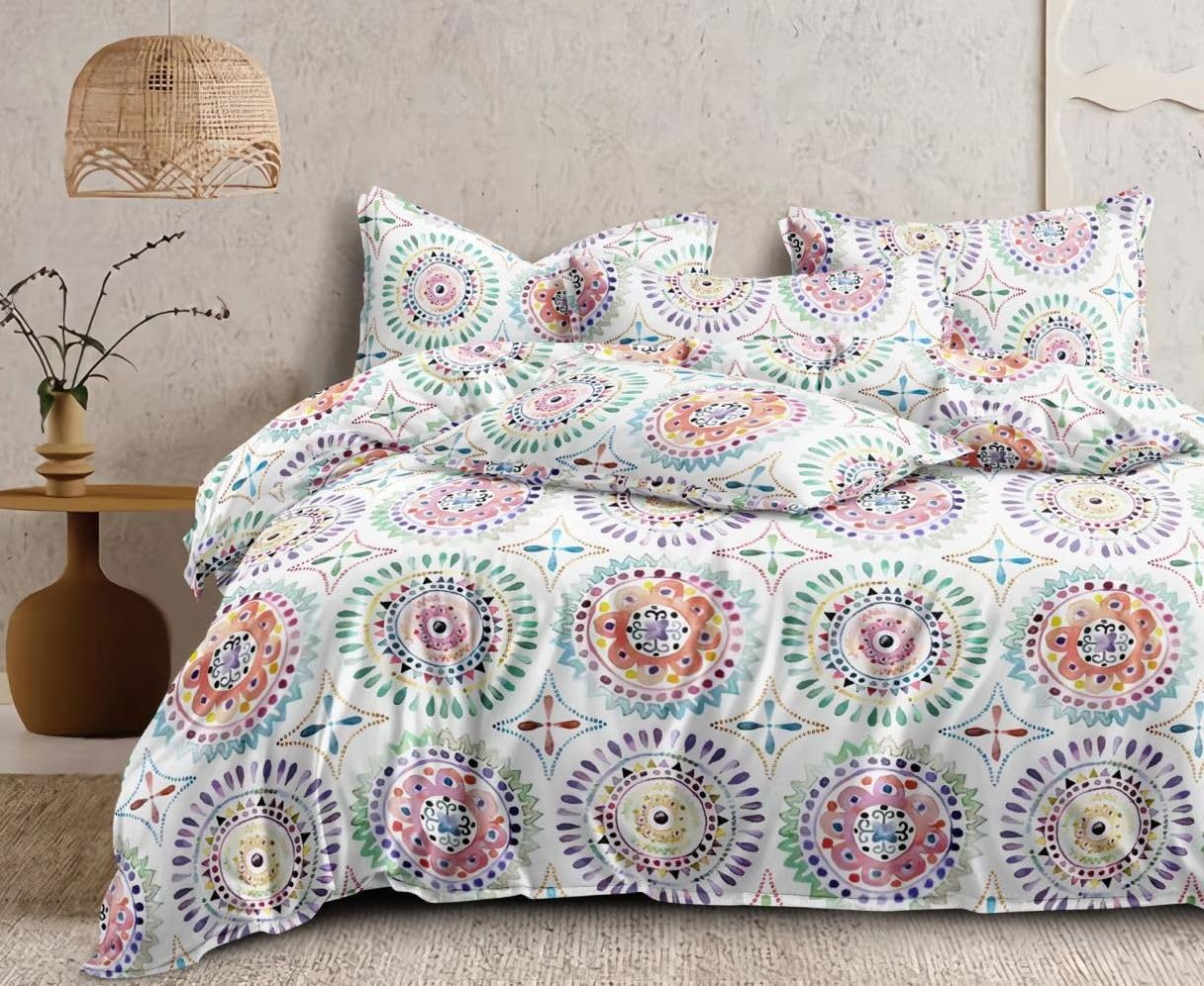 400 TcGlace Cotton Super King Size Duvet Cover II Razai Cover II Quilt Cover for Double Bed Size with Zipper (Dohars) 108x108 inch-Multi-Color-image-28