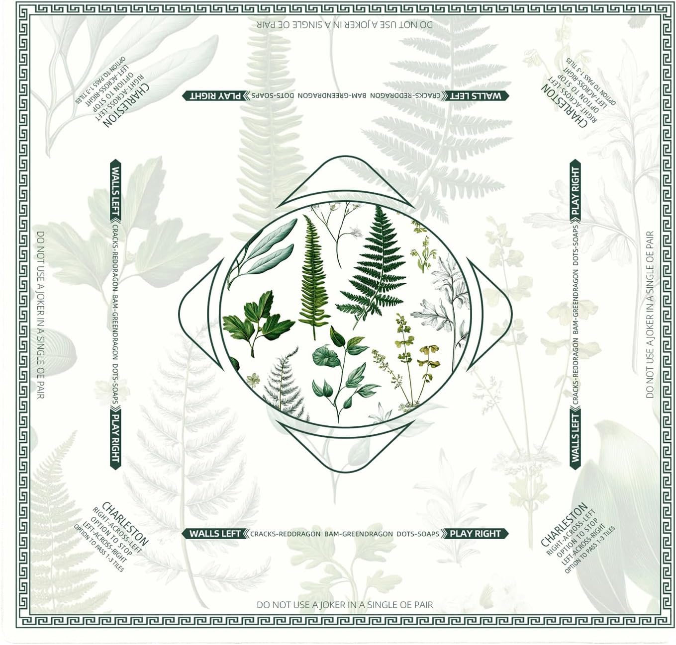 Idocolors Mahjong Mat with Play Rule - Durable Mahjong Table Cover with Floral Design, Mahjong Accessories Gifts for Women, Game Mat for Mahjong and Board Game with Storage Bag (Green_A)