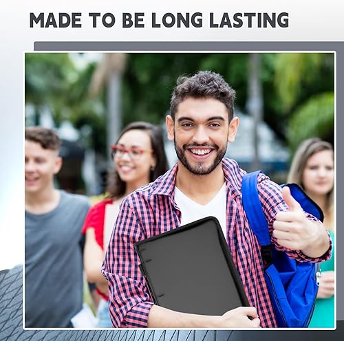 Miniatura 6 de Teling Paquete de 8 carpetas con cremallera con cubierta de 3 anillos, organizador de archivos de plástico transparente recargable, planificador