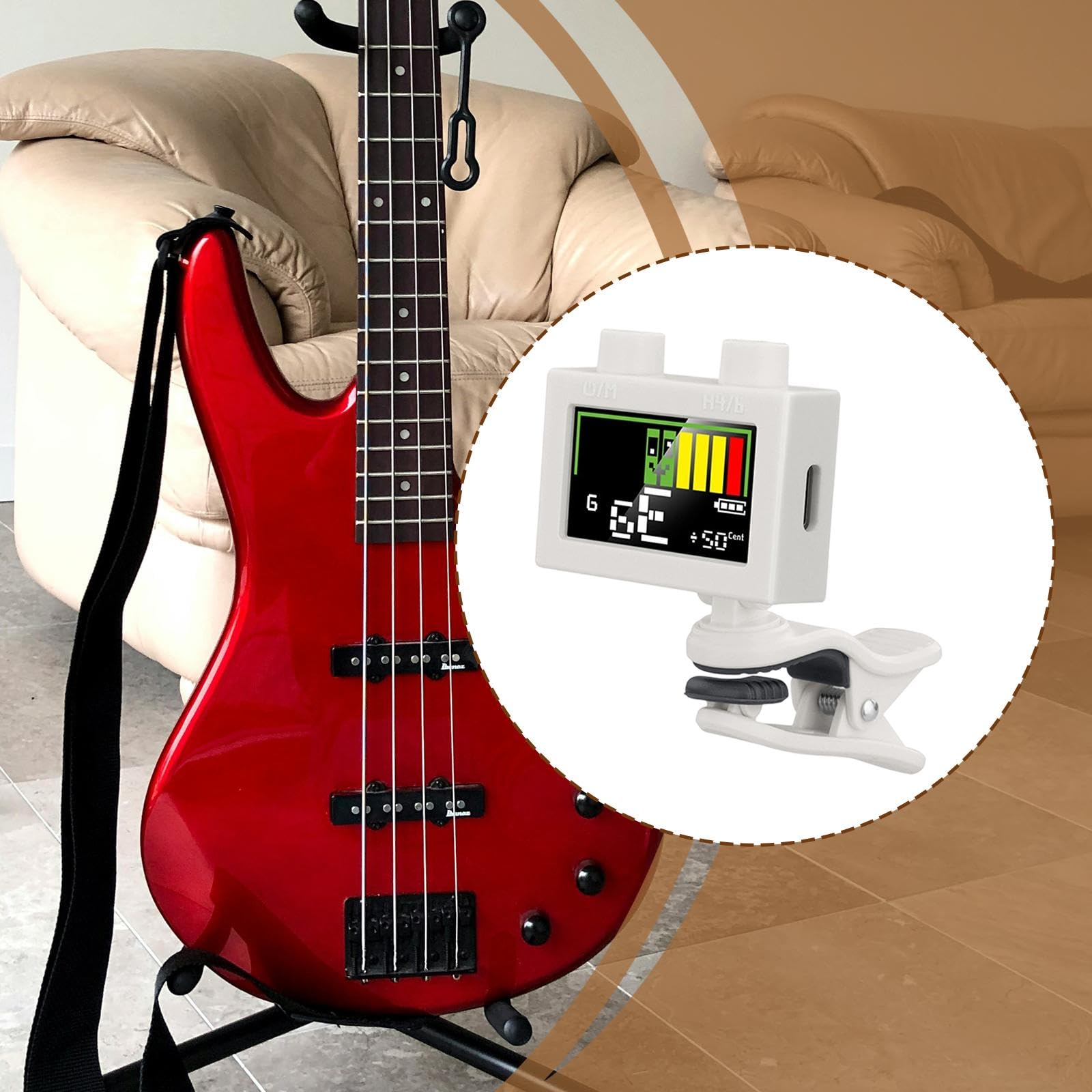 Colcolo Afinador Guitarra Digital Electrónico Metronomo y Afinador Profesional Integrado Cuerpo Compacto y Resistente Adecuado para Bajistas y Violinistas, blanco