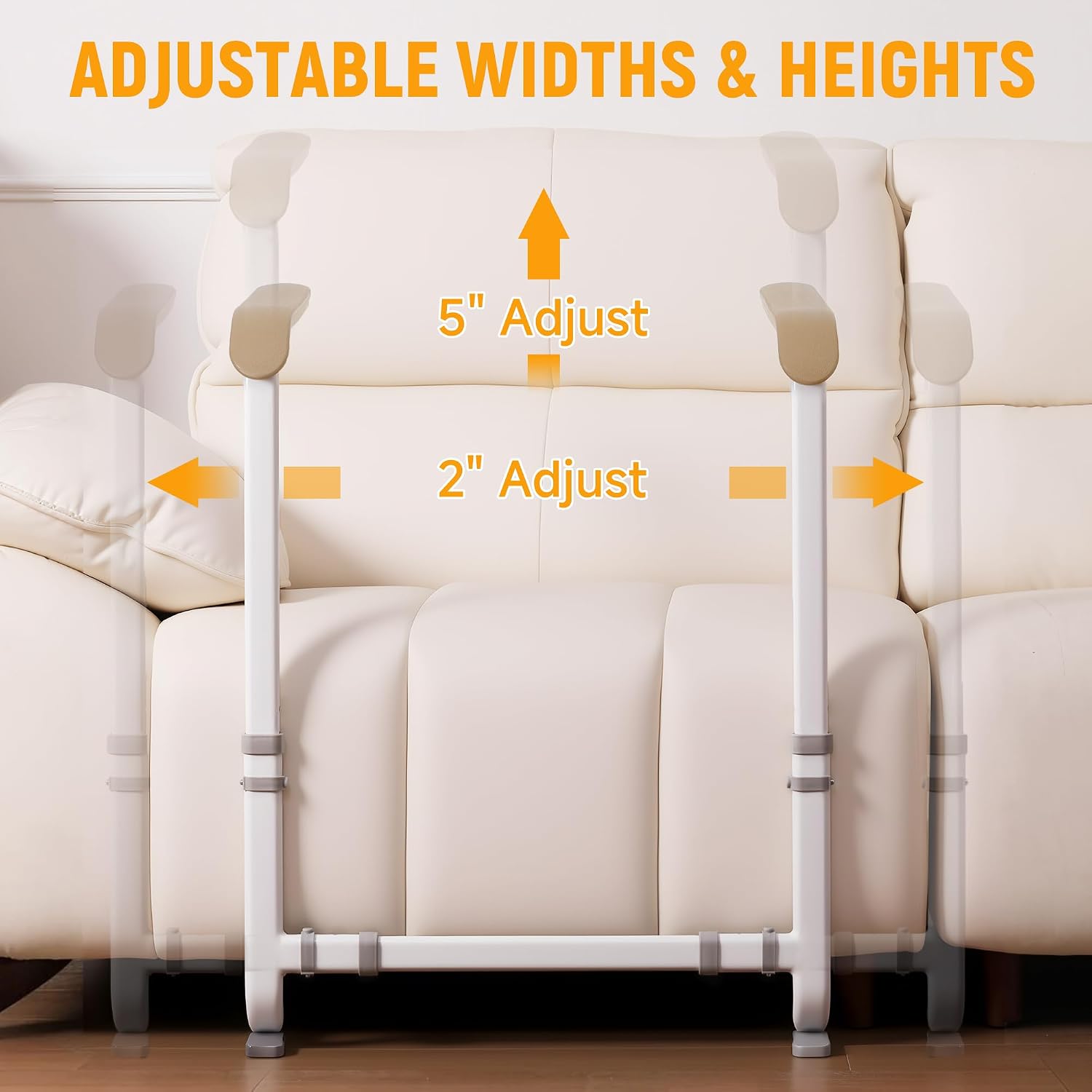 Couch Stand Assist with Handrails, Width and Height Adjustable Stand Assist Aid for Elderly, Up to 400 LBS, Sofa and Chair Lift Assist Devices for Seniors, Disabled and Patients, Brown