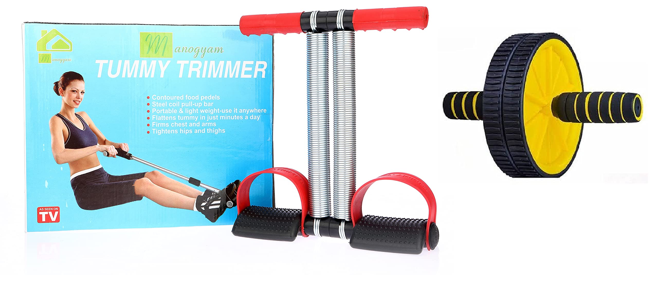 Quick Fit Combo Of Tummy Trimmer And Ab Roller Ab Exerciser For Men and Women Biceps Body Toner Exercise Equipment for Home gym (Multicolor)-image-13
