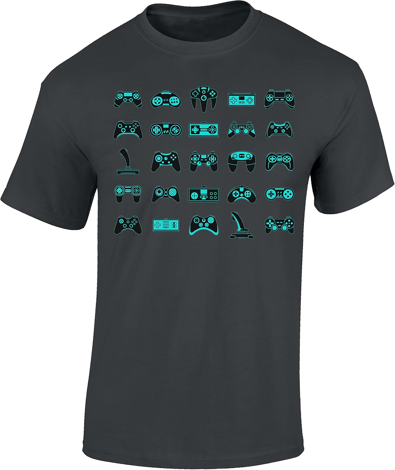 Baddery Gamer T-Shirt Herren - „Controller“ - Gaming Shirt für Zocker und Gamer