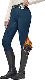 Pantalones de equitación para mujer, forrados de invierno, de forro polar, de silicona, para equitación, térmicos, con bolsillos, trabillas para cinturón