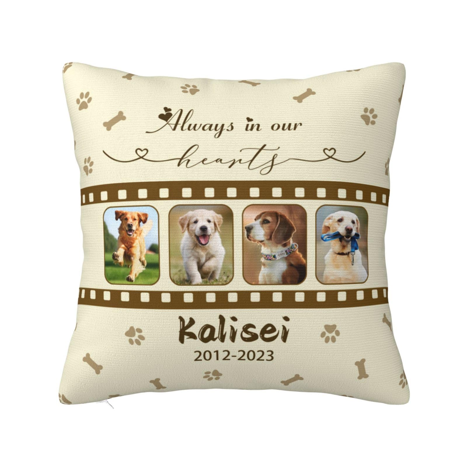 ALICESER Personalized Pet Memorial Throw Pillow, Loss of Dog Sympathy Gift, Custom Cat & Dog Pillowcase with Photo Text, Pet Loss Gifts Sympathy Gift for Pet Owners Parents (Style 9)