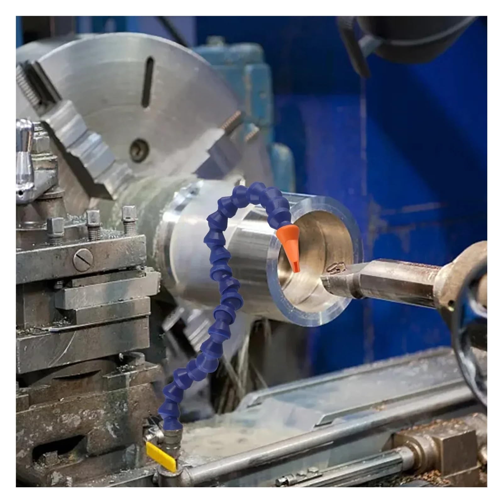 Gewindeschlauch für Wasser-Öl-Kühlmittel Kunststoff-Kühlmittelschlauch for CNC-Drehmaschine, Fräsmaschine, Blau, 30–60 cm(Switch (Flat Mouth))