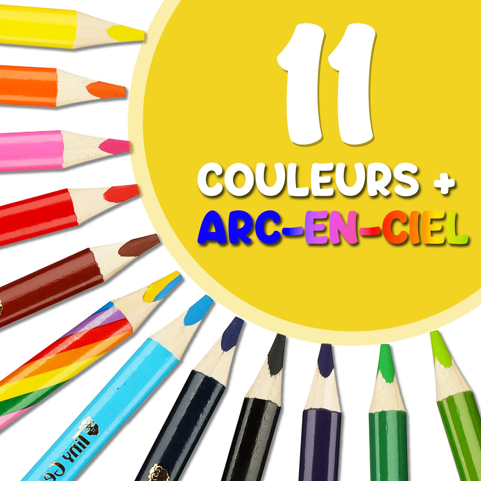 TinyGeeks Crayons Jumbo 2024 – 12 Crayons De Couleur + Crayon Arc-en-Ciel + Taille-Crayon – Écoliers 3-8 Ans