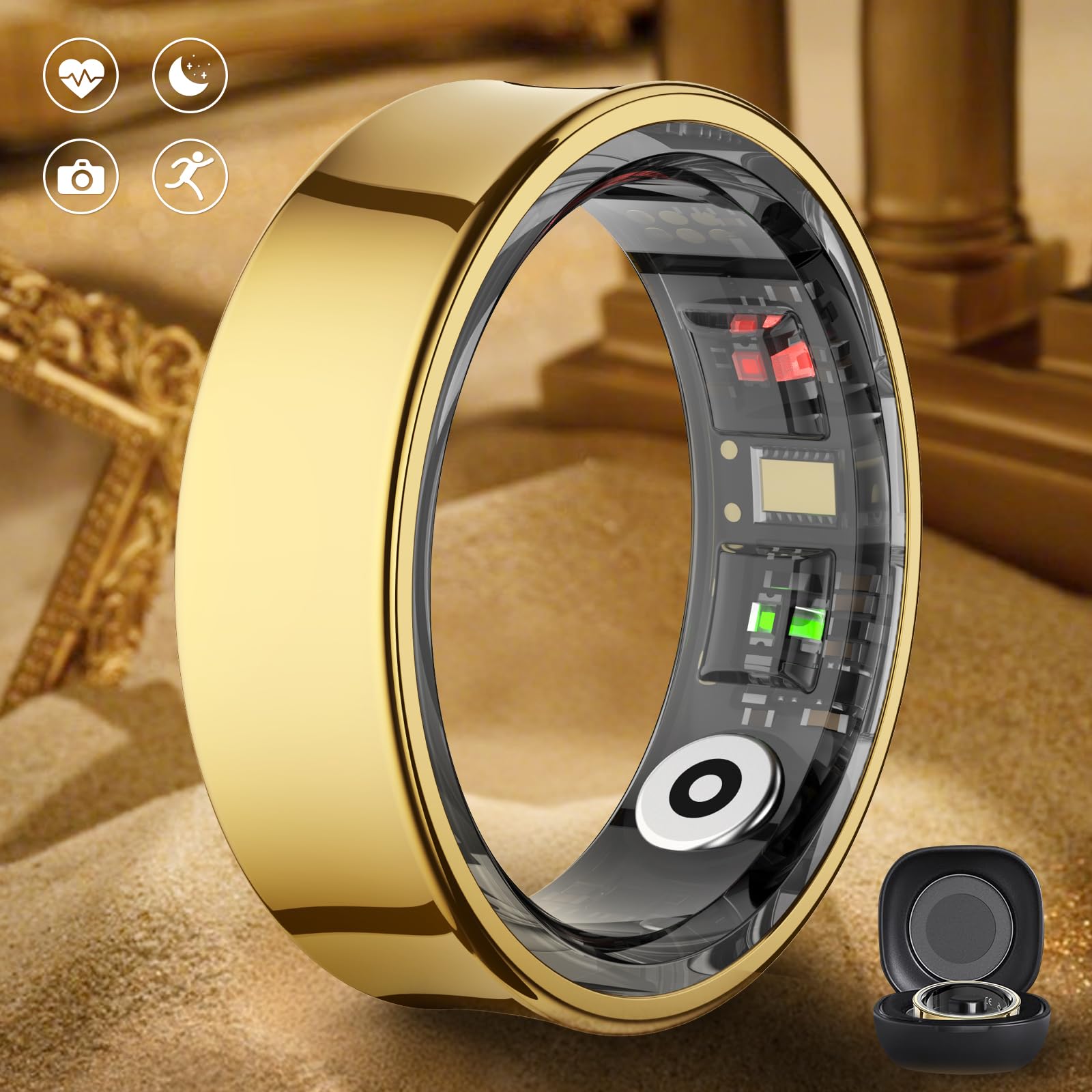 Anillo inteligente de acero inoxidable para hombres y mujeres, impermeable 5 ATM, podómetro, seguimiento de sueño, frecuencia cardíaca, seguimiento de actividad física, compatible con