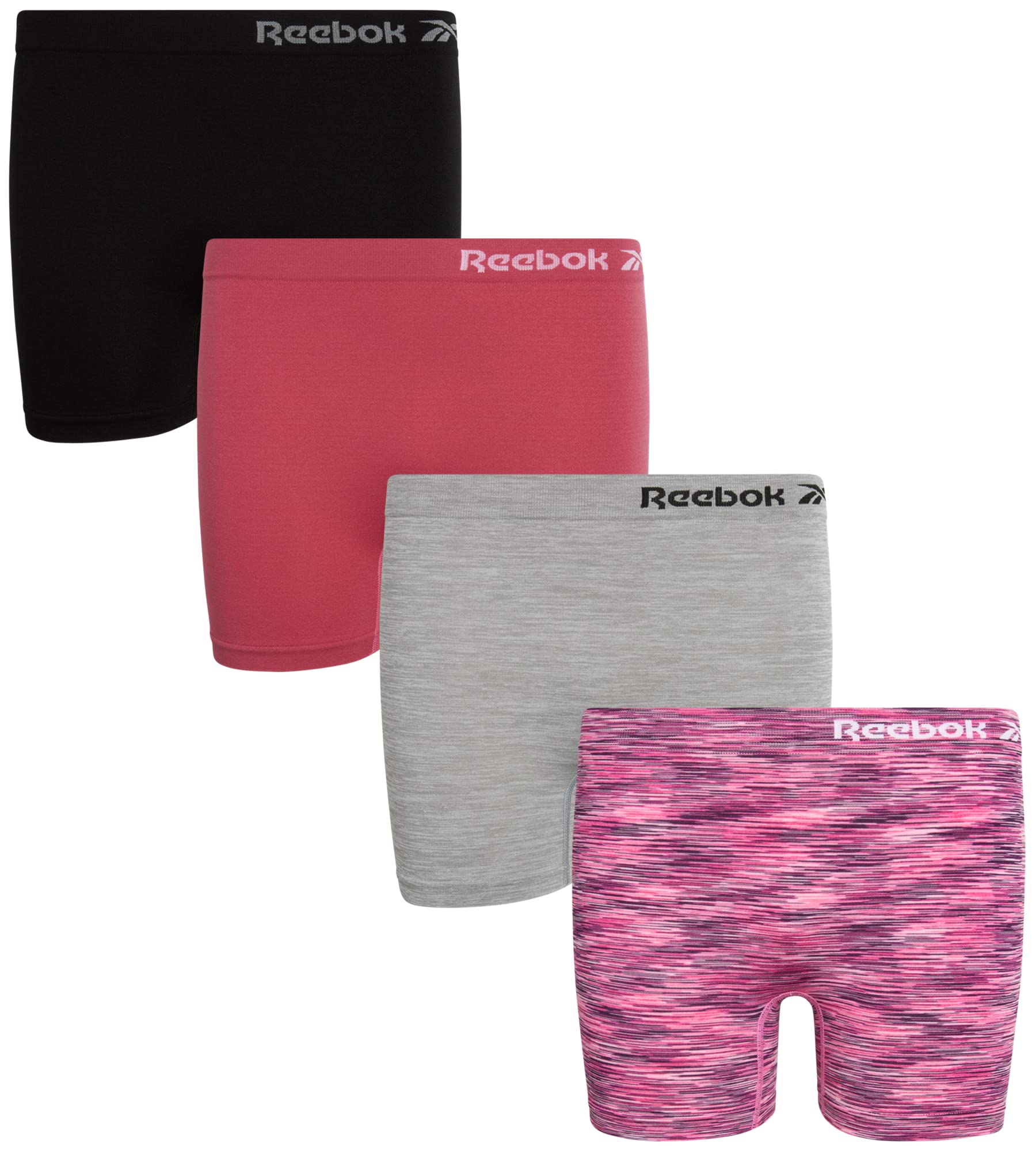 Reebok Girls? Underwear ? Seamless Cartwheel Shorties (4 Pack), Size Medium, Pink/Grey/White