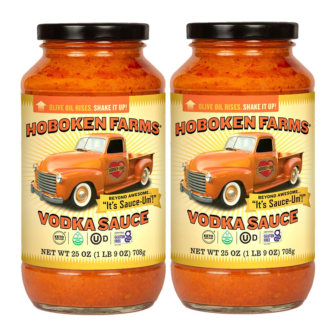 Hoboken Farms Vodka Sauce – No Sugar Added, Low Sodium, Non-GMO, Preservative-Free, Low Carb, Keto – Better For You Pasta Sauce! (25oz, Pack of 2)