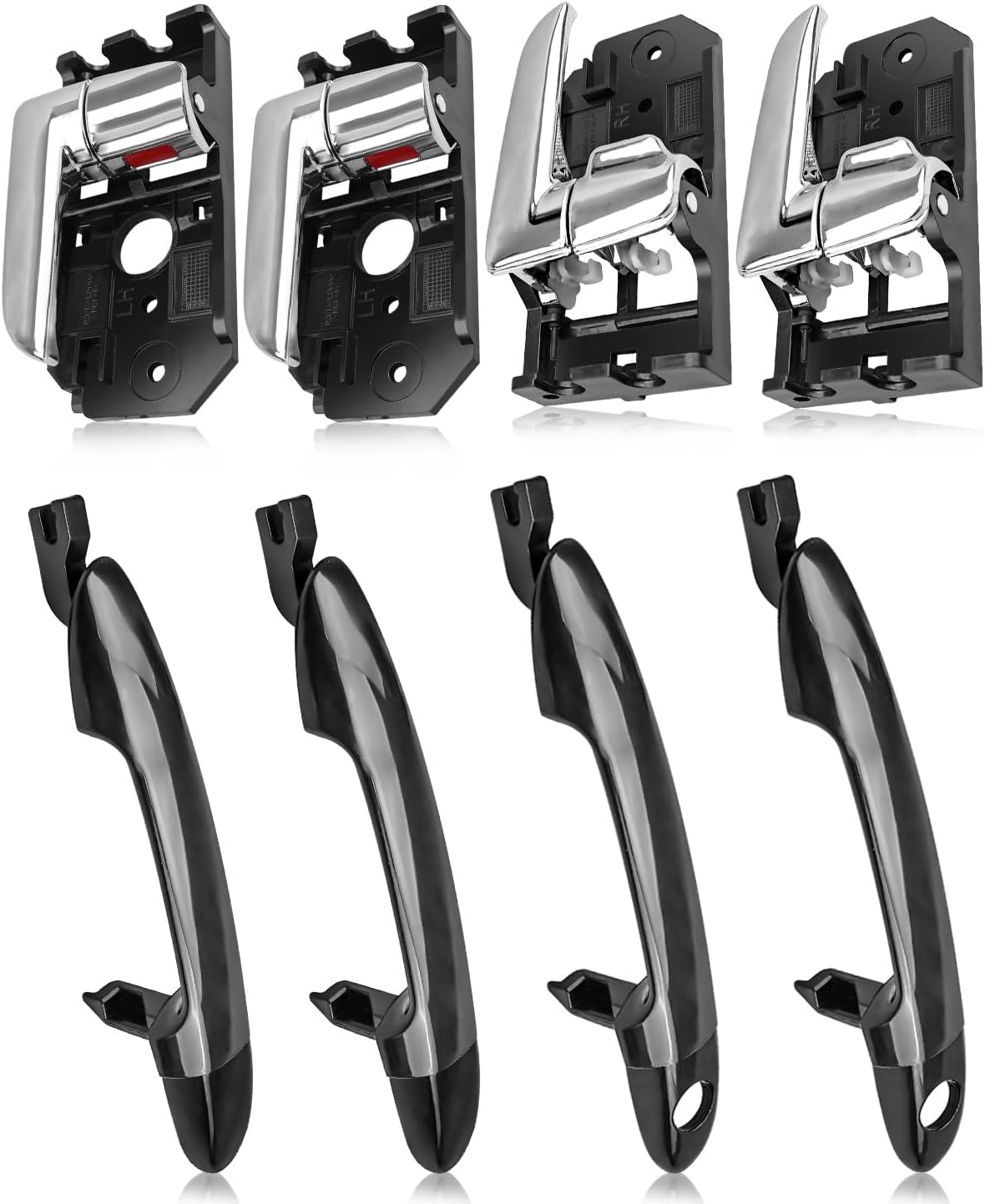 4Pcs Interior and Exterior Outside Outer Door Handles Fit for Kia Spectra Spectra5 2004 2005 2006 2007 2008 2009 Replace 80753 82650-2F000 82670-2F000, Front and Rear Left Drive & Right Passenger Side