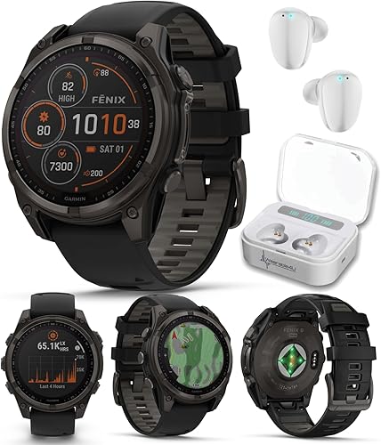 Miniatura 49 de Wearable4U Garmin Fenix 8 – 2 pulgadas, reloj inteligente multideporte GPS AMOLED, zafiro, titanio con banda de silicona naranja brillante/grafito,