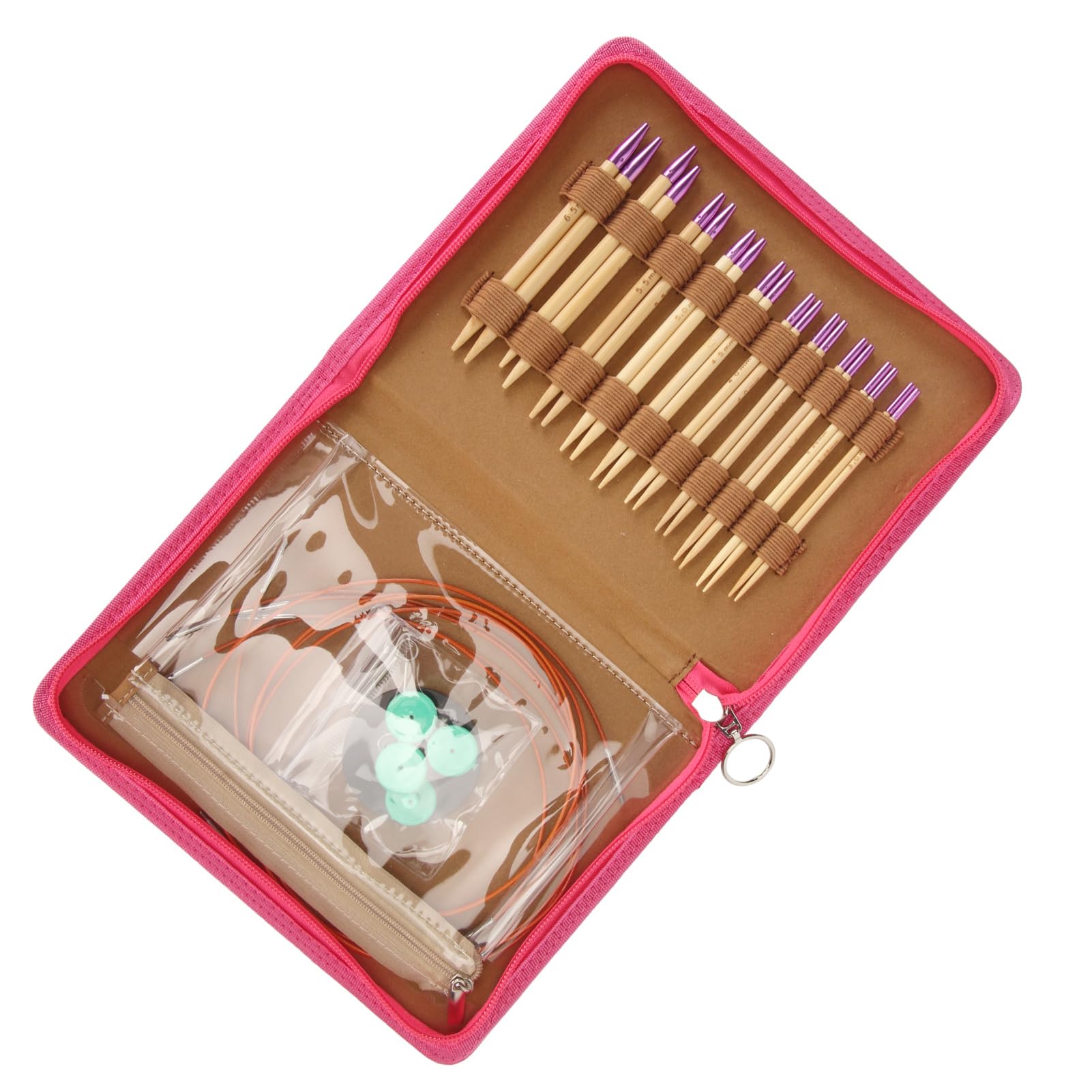 Generic Juego Intercambiable de Agujas de Tejer Circulares Duraderas para Varios Proyectos con Bolsa de Almacenamiento para Entusiastas del Tejido