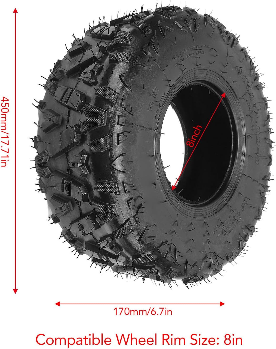 Keenso Tire, Hand Truck Wheels Car Tires Auto Tires 19x7-8 19x7x8 Tire Explosion Proof Rubber Slip ATV Tire Universal for Go Kart Cart