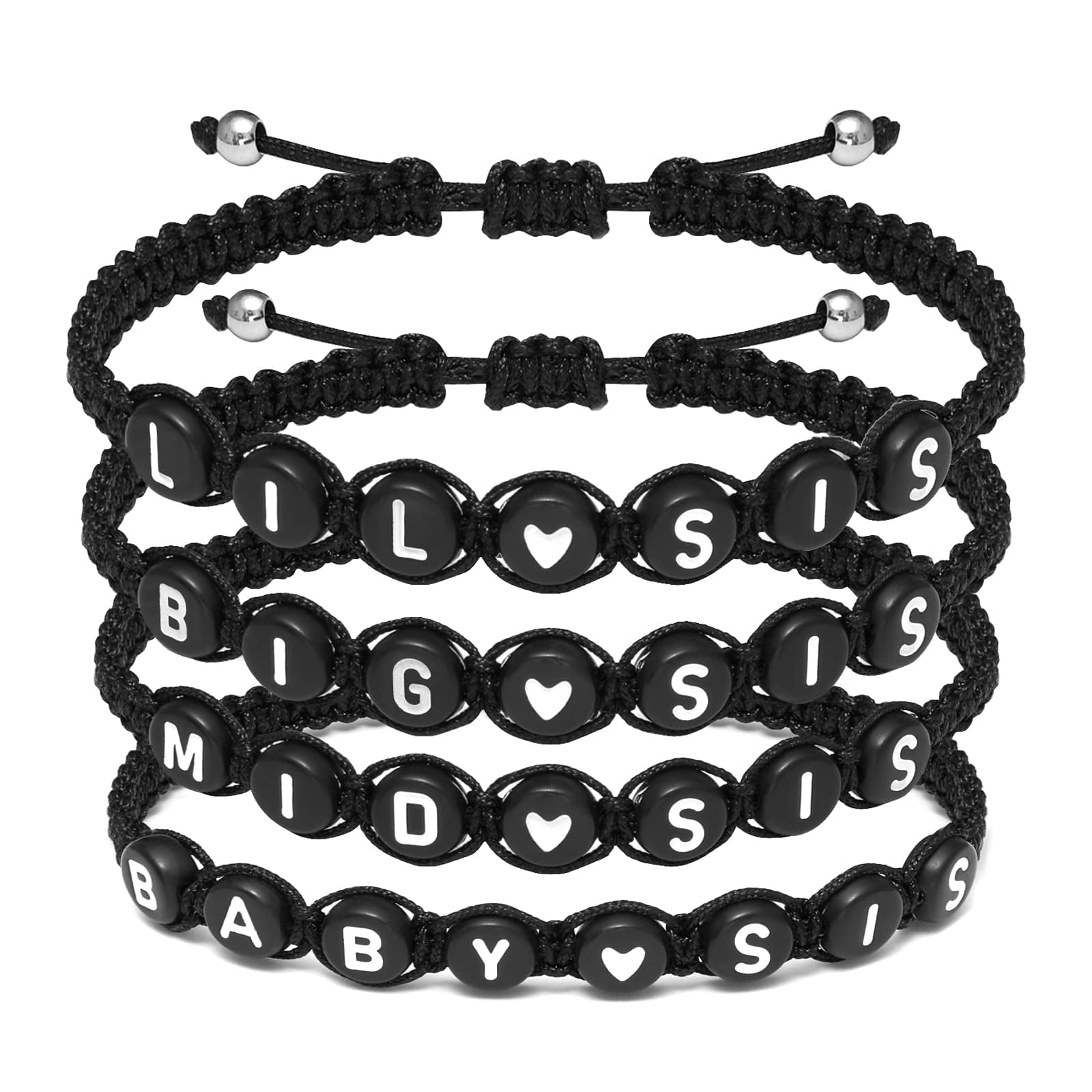 Braided Rope Bracelet Adjustable Jewelry for Family Sisters Mom Grandma BFF