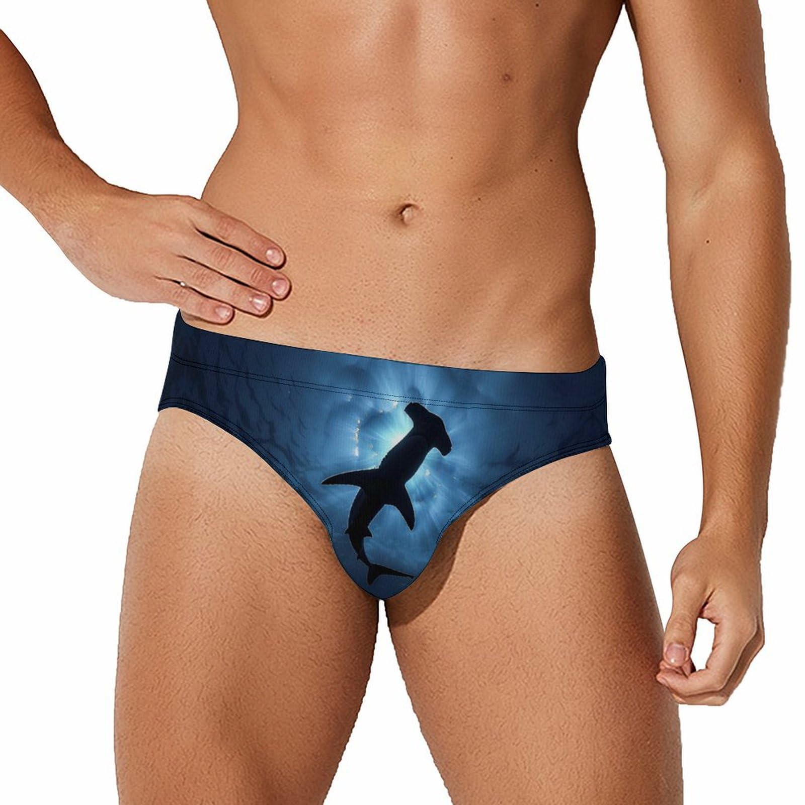 Hammerhead Shark Mens Swim Briefs Quick Dry Swim Trunk Bikini Underwear Swimsuit L