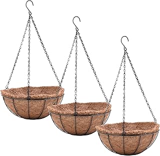 Hanging Planters Basket Set of 3 Hanging Flower Pots 10 Inch Chain Round...