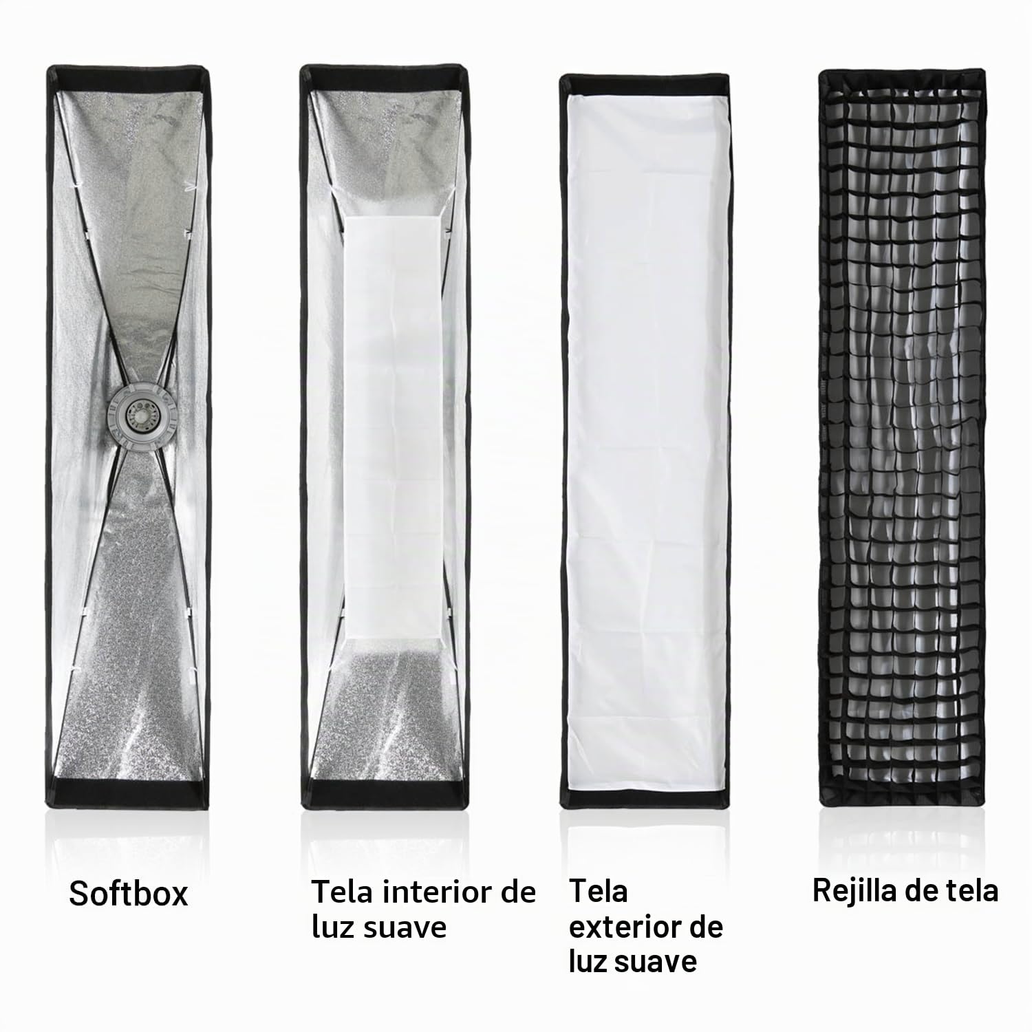 Godox SB-FW - Softbox con rejilla de panal de abeja, 35 x 160 cm, Softbox Rectangular de 14 x 63 pulgadas para flash de estudio, Godox MS300-V, SK400II, SL60 AD400PRO AD600BM